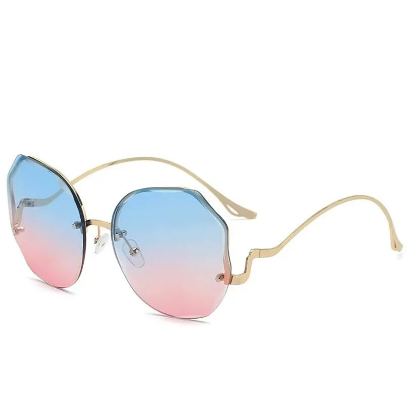 2023 Borderless Trimmed Fashionable Sunglasses Women UV Protection Irregular Round Oversized Sunglasses Ocean Lense SunGlasses