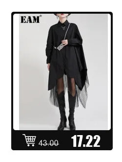 [EAM] Women Navy Blue Striped Irregular Elegant Blazer New Lapel Long Sleeve Jacket Fashion Tide Spring Autumn 2024 1DH5930