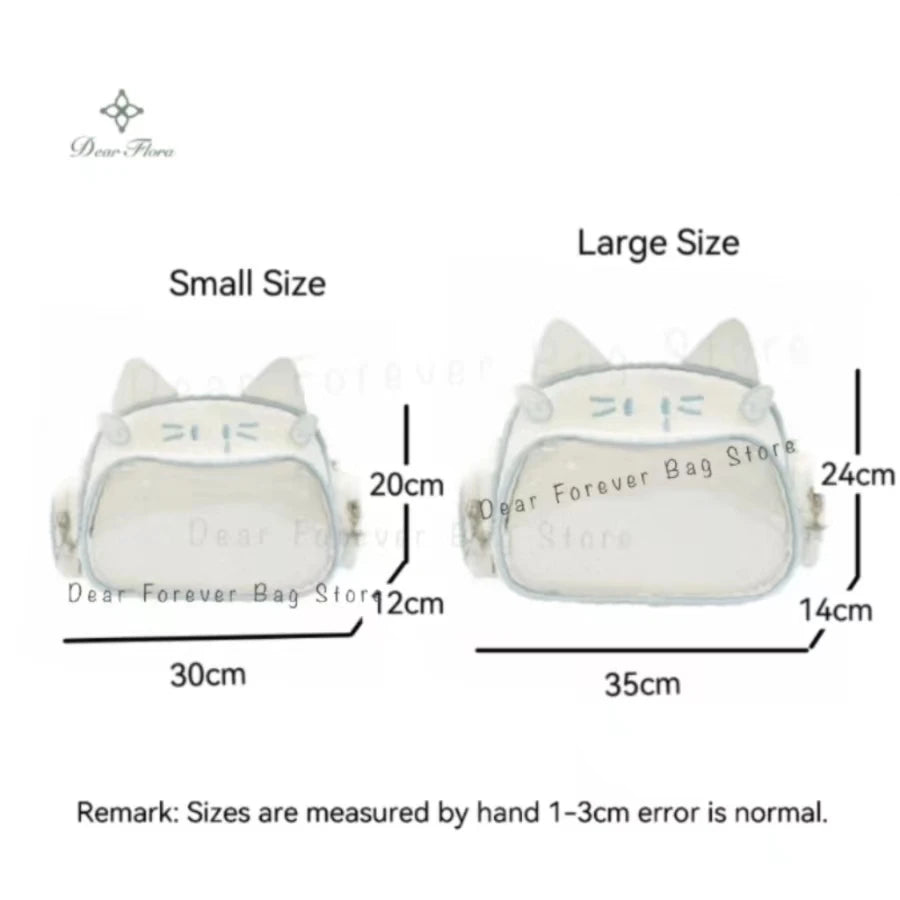 New Y2K Korean Kawaii Cat Ita Bag Cute PU Shoulder Bag Girls Transparent Pocket Harajuku Crossbody Bag Women's Fashion Backpacks