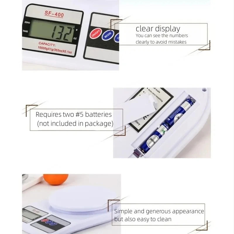 New 5kg/7kg/10kg Electronic Food Scale for Cooking Baking Weighing Measuring Scale Display Digital Kitchen Scale 1g High Precise