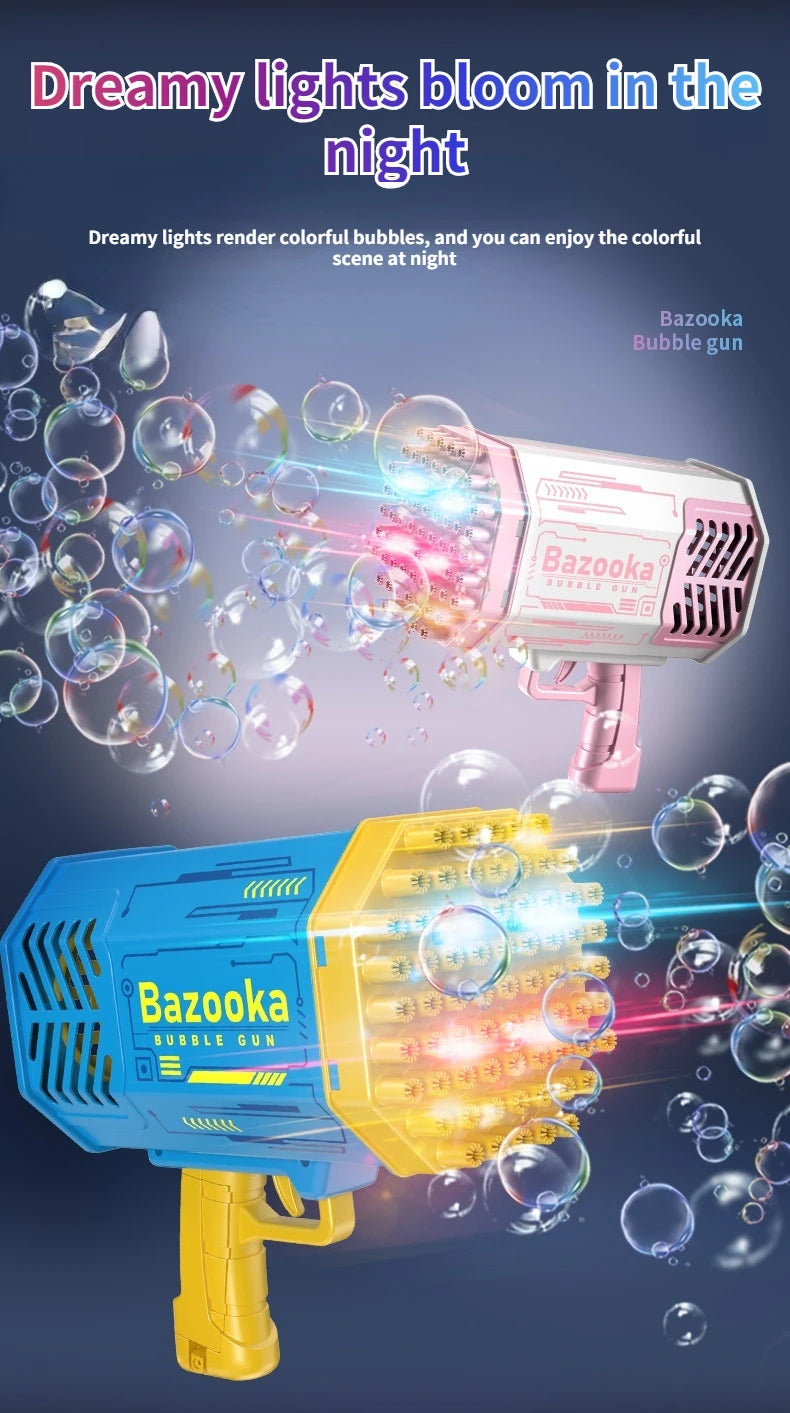 69Holes Rocket Bubble Gun ，Automatic Bubbles Machine Gun Launcher Shape Blower Soap Toys For Kid Bubble Machine Party Supplies