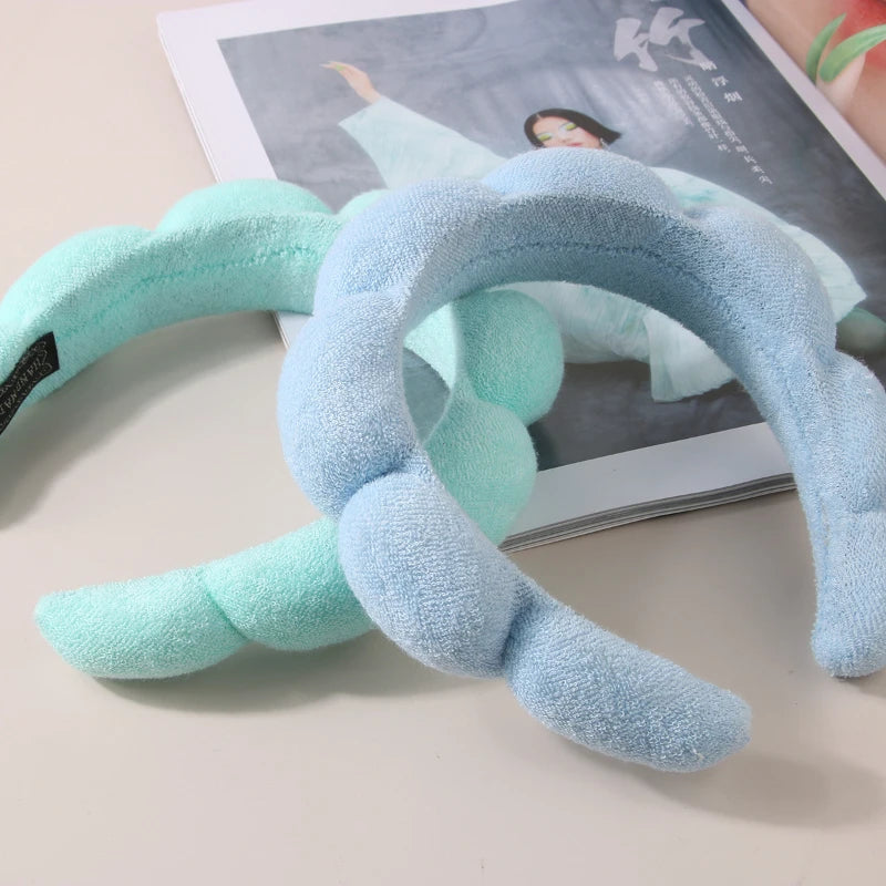2024 Fashion Sponge Headband for Women Girls Puffy Hair Band Makeup Bubble Retro Terry Cloth Headbands Hair Accessories Headwear