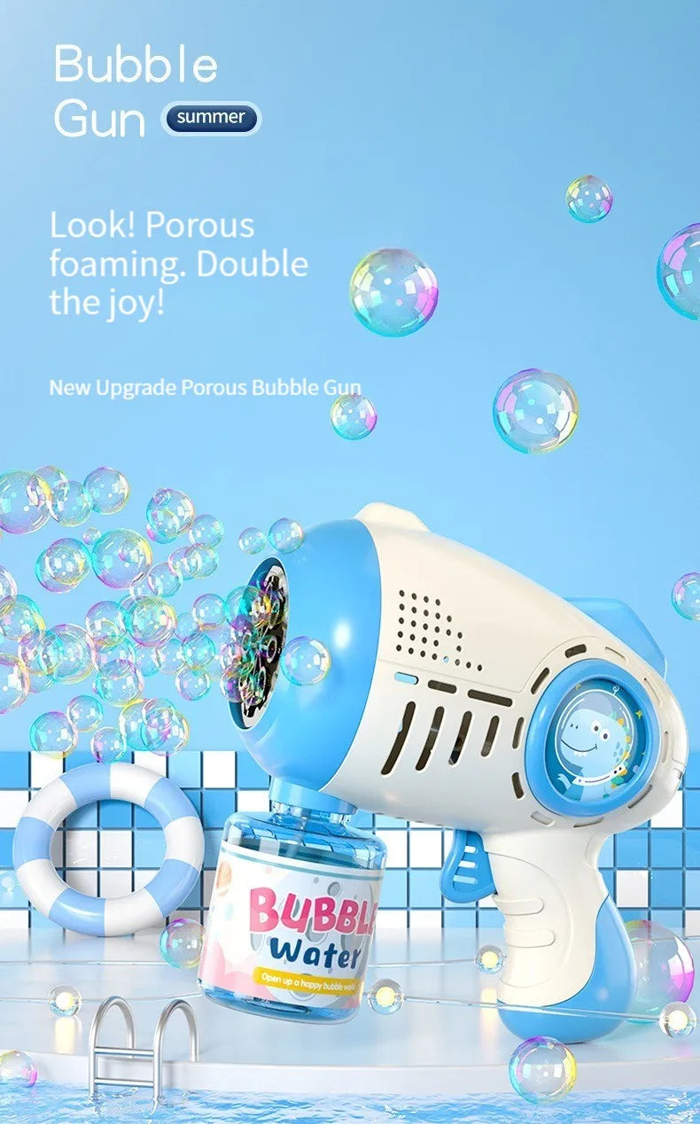 69Holes Rocket Bubble Gun ，Automatic Bubbles Machine Gun Launcher Shape Blower Soap Toys For Kid Bubble Machine Party Supplies