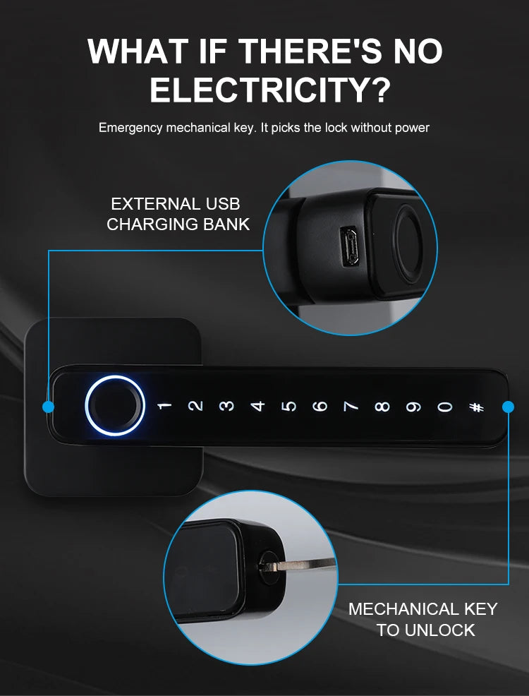 Biometric Smart Door Lock Fingerprint Password Electric Digital Handle Tuya Zinc Alloy Keyless Remotely Security Home KingKu