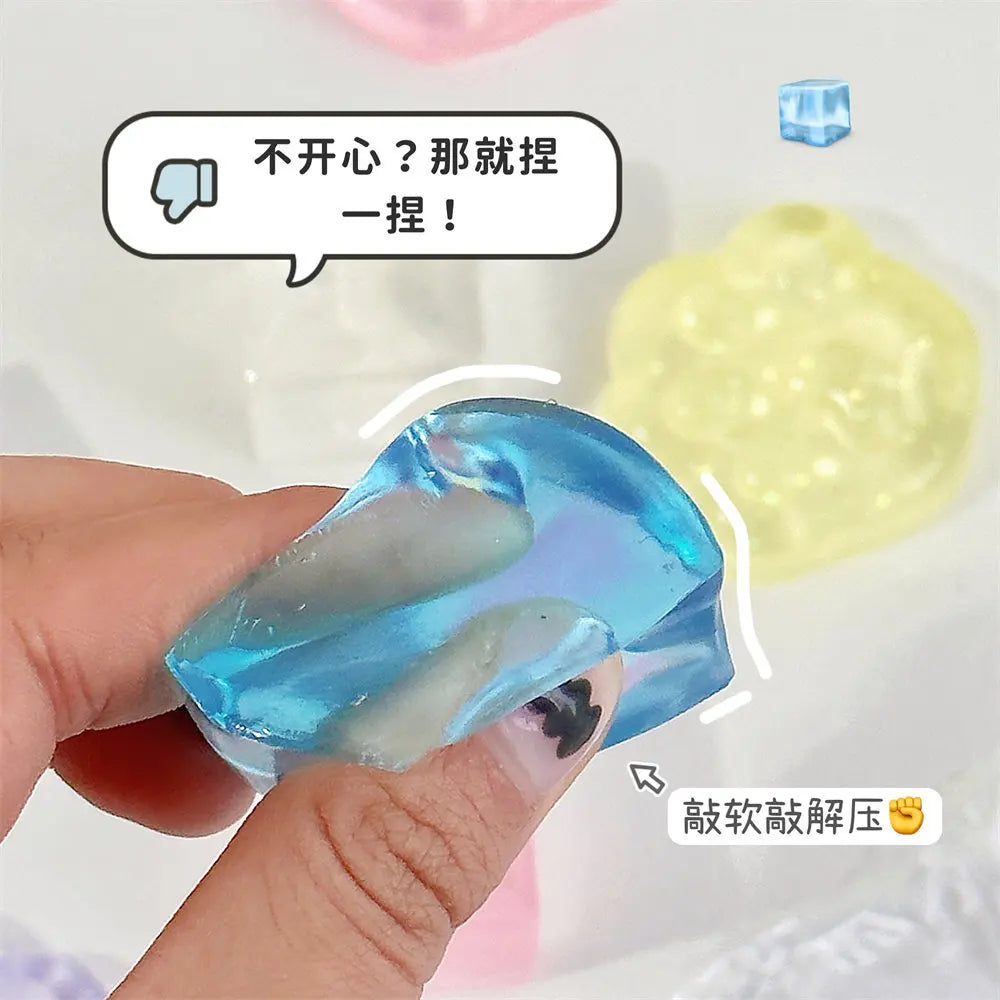 NEW Fidget Toy Mini Squishy Toys Mochi Ice Block Stress Ball Toy Kawaii Transparent Cube cat paw fish Stress Relief Squeeze Toy