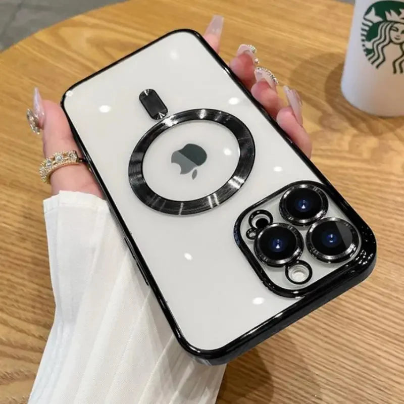 Original Luxury Plating Magsafe Magnetic Wireless Charging Case For iPhone 15 14 13 12 11 Plus Pro Max X XS XR 7 8 Cover Fundas