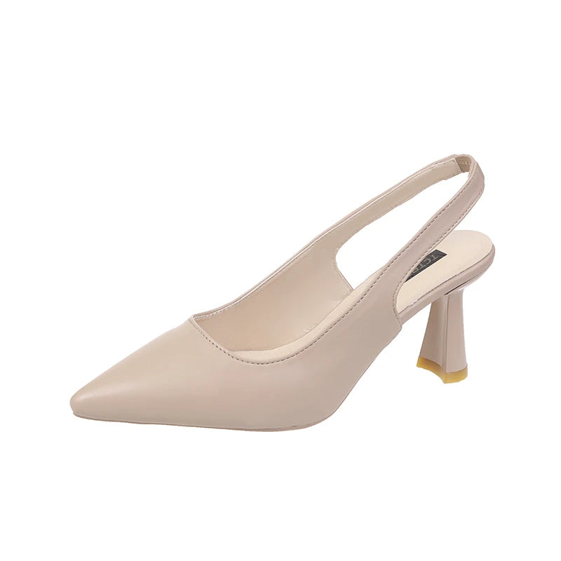Summer Fashion New Pointed Toe Stiletto Heel Shallow Mouth Breathable PU Comfortable and Elegant Women's Shoes Sexy Sandals