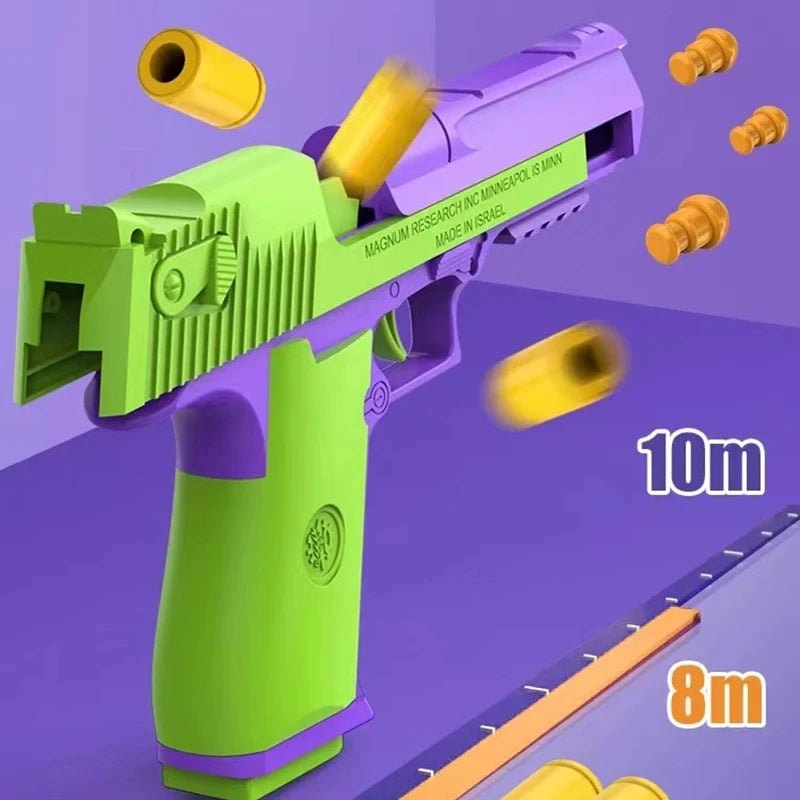 New Selling Carrot Gun 1911 Hand Grab toys Air-Hung Colt Model Decompression  Continuous Throwing Shell Children Toy