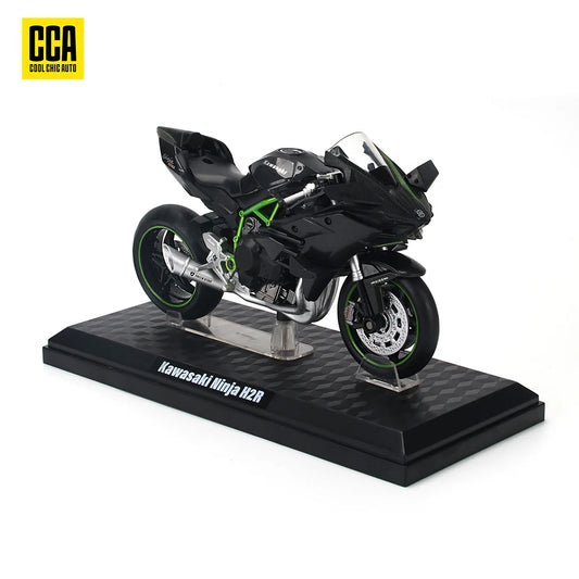 MSZ CCA 1:12 Kawasaki Ninja H2R with base alloy die-cast car motorcycle model, toy gift giving, die-cast static motorcycle model