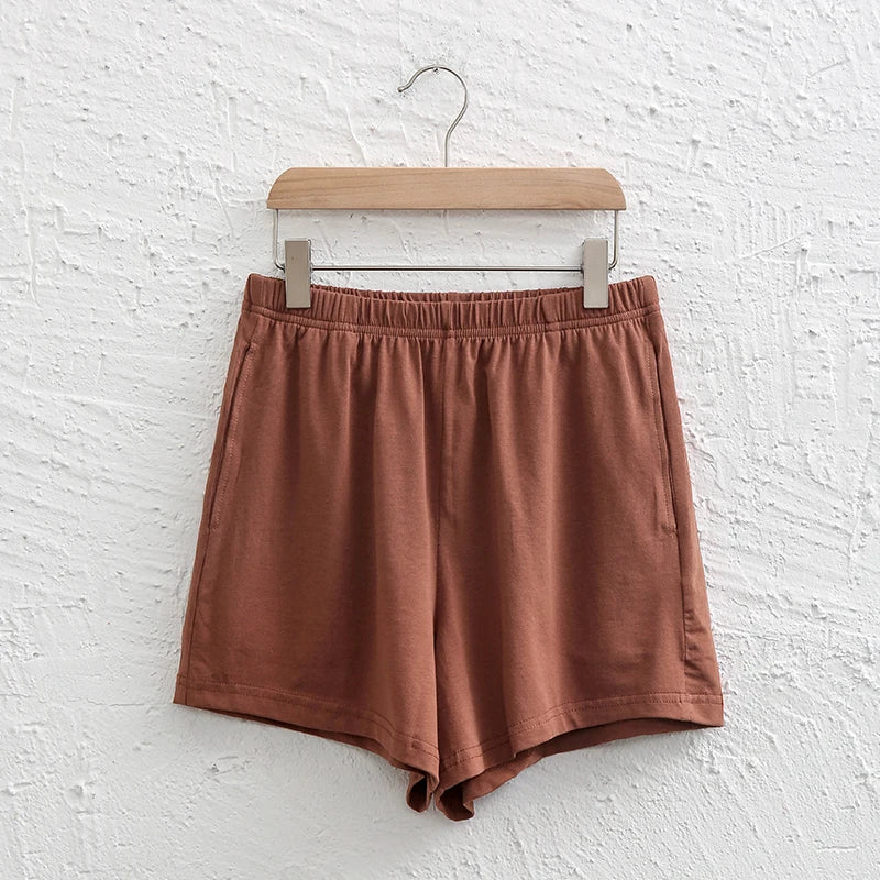 Casual Loose 95% Cotton Shorts Knitted Women High-wasit Soft Streetwear Sport Running Basic Summer Short With Pockect Mujer