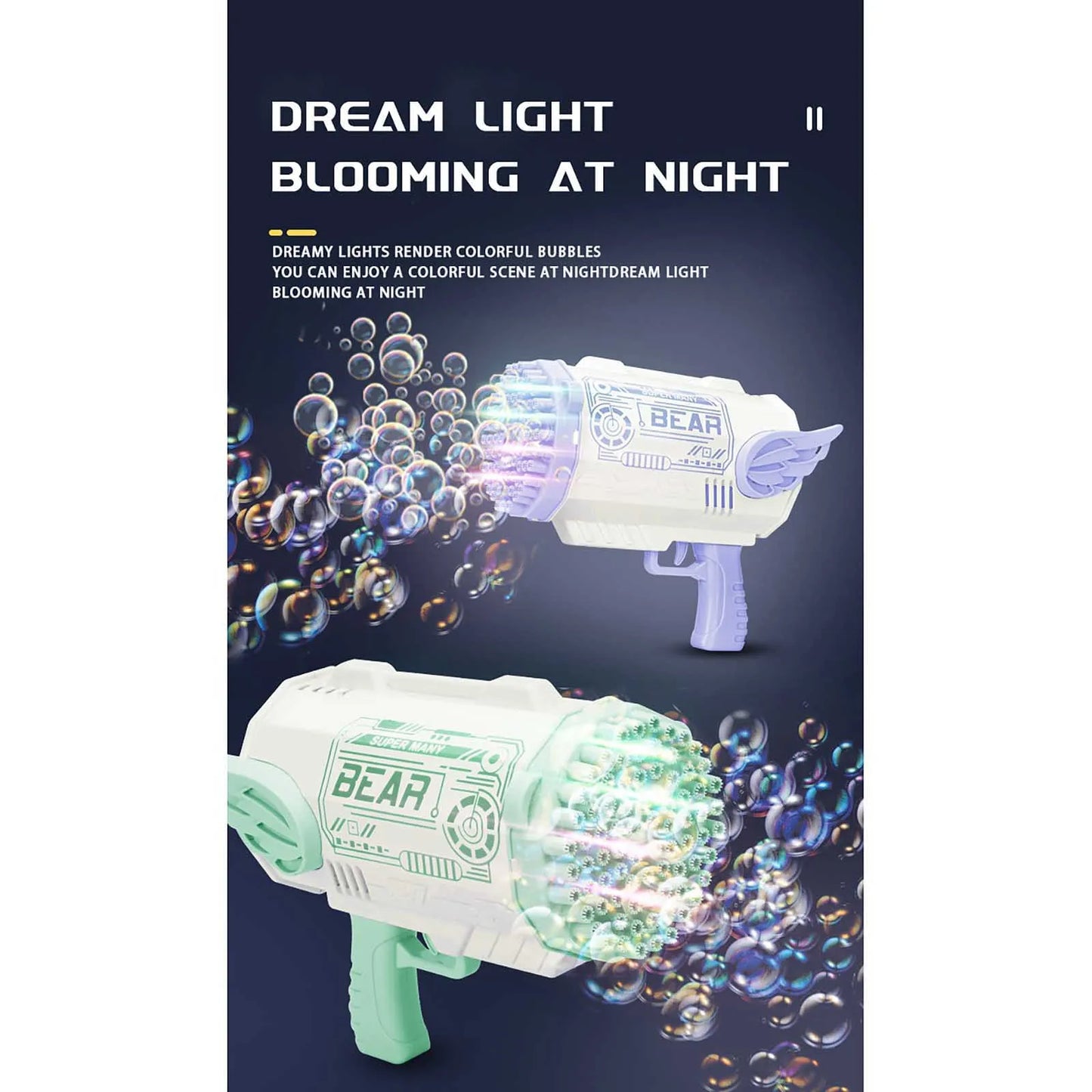 69Holes Rocket Bubble Gun ，Automatic Bubbles Machine Gun Launcher Shape Blower Soap Toys For Kid Bubble Machine Party Supplies