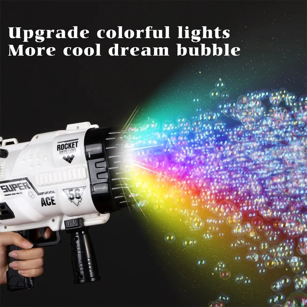 69Holes Rocket Bubble Gun ，Automatic Bubbles Machine Gun Launcher Shape Blower Soap Toys For Kid Bubble Machine Party Supplies