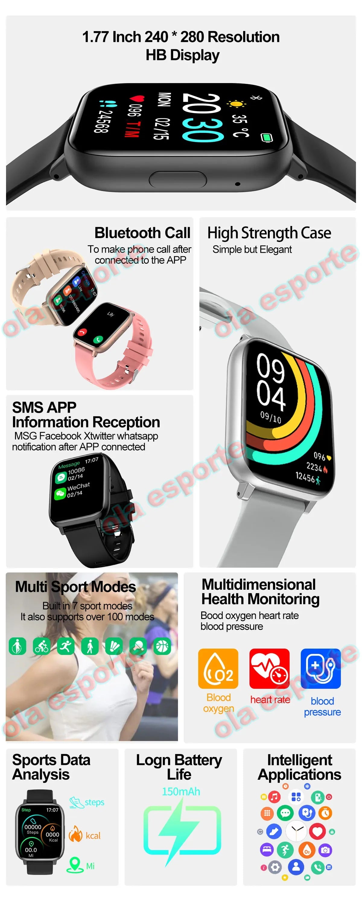 Smart Watch 2024 Bluetooth Call Sleep Heart Rate Health Monitoring GPS Watches for Men Women Sport Fitness Waterproof Smartwatch
