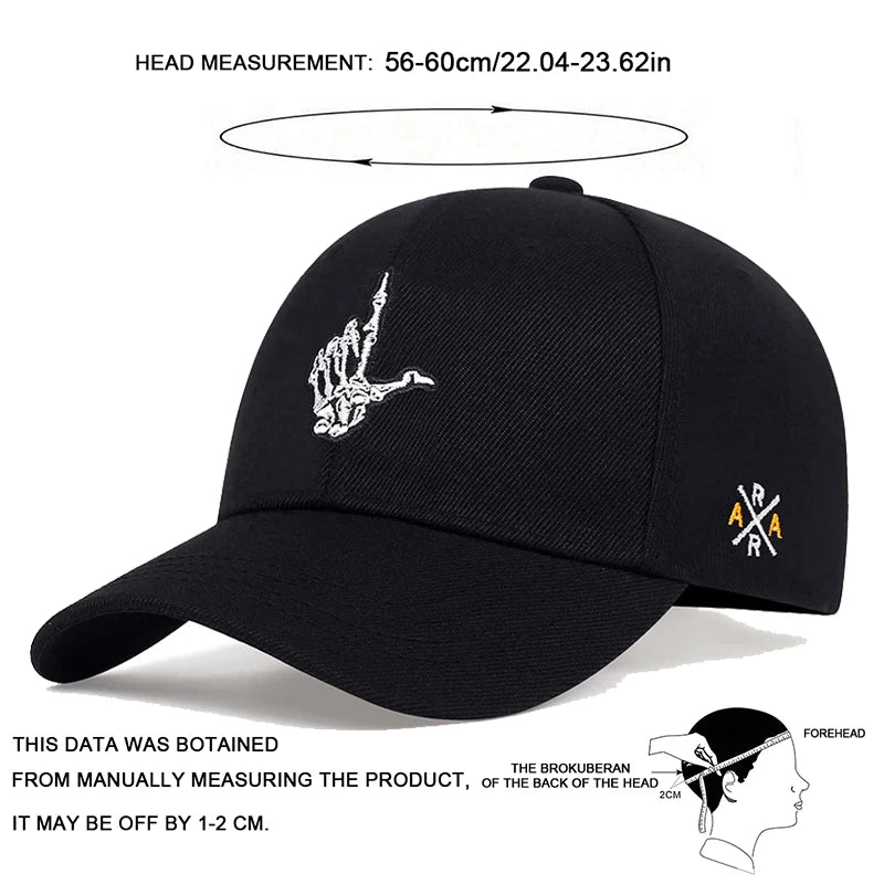 Unisex Skeleton Fingers Embroidery Baseball Caps Spring Autumn Outdoor Adjustable Casual Hats Sunscreen Hat