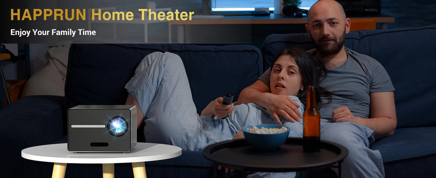 HAPPRUN Electric Focus Mini 1080P Bluetooth Projector, 200" Outdoor Movie Support, Compatible with Smartphone/HDMI/USB/PS5