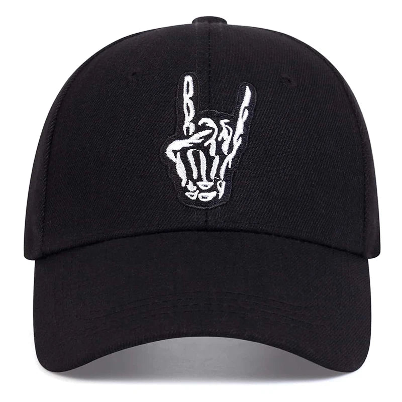 Unisex Skeleton Fingers Embroidery Baseball Caps Spring Autumn Outdoor Adjustable Casual Hats Sunscreen Hat