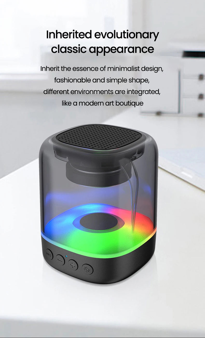 Portable Bluetooth 5.0 Speakers RGB Light HD Sound Mini Desktop Wireless Speaker Loudspeaker for Home Party Outdoor Bike