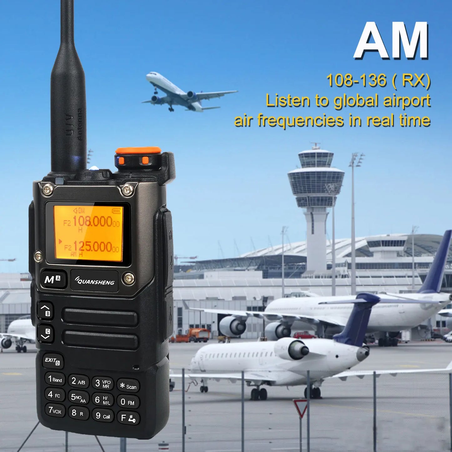 Quansheng Walkie Talkie Air Band 50-600MHz HF RX UV-K5(8) 136-600MHz UHF VHF TX FM Scrambler NoAA Frequency Scan Copy DTMF Radio