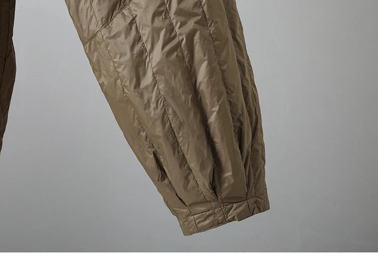 Elegant Light Weight Warm Down Cotton Trousers 2024 New Winter Outerwear Work Trousers Windproof Quilted Harem Pants for Women