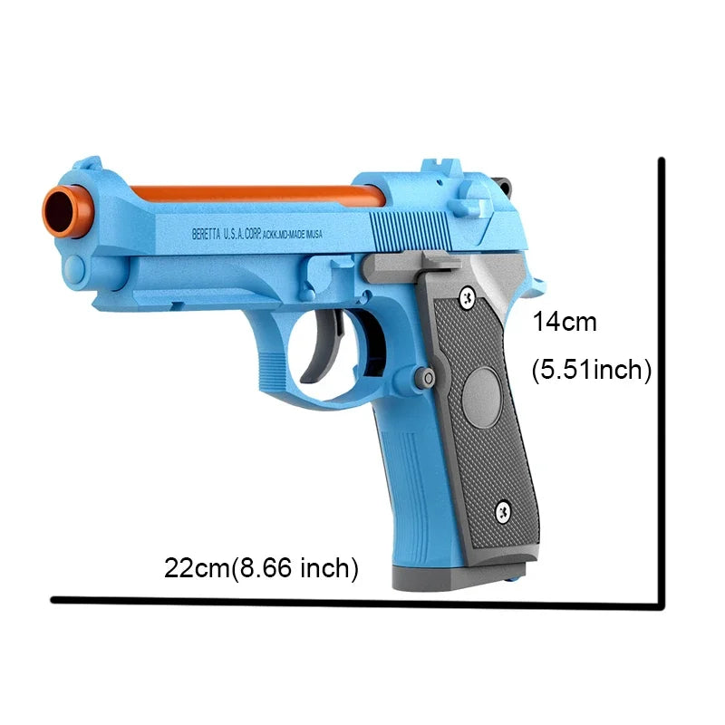 M92 Pistol Shell Throwing Continuous Firing Blowback Soft Bullet Gun Empty Hanging Birthday Gift