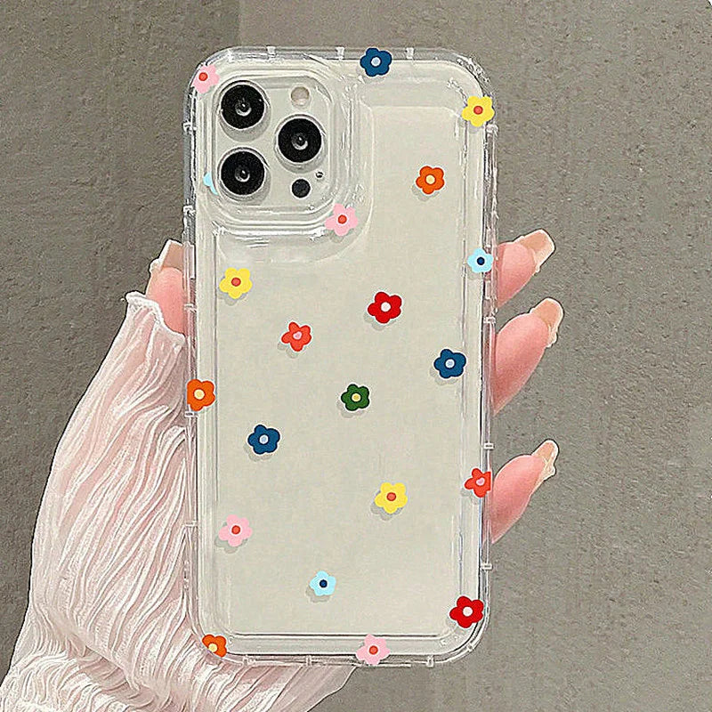Small Flower Stars Soft Case For iPhone 16 14 13 11 15 Pro Max 12 Mini XS XR X 8 7 Plus SE 2022 13Pro Anti-drop Airbag Cover