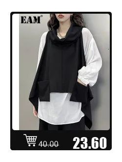 [EAM] Women Navy Blue Striped Irregular Elegant Blazer New Lapel Long Sleeve Jacket Fashion Tide Spring Autumn 2024 1DH5930