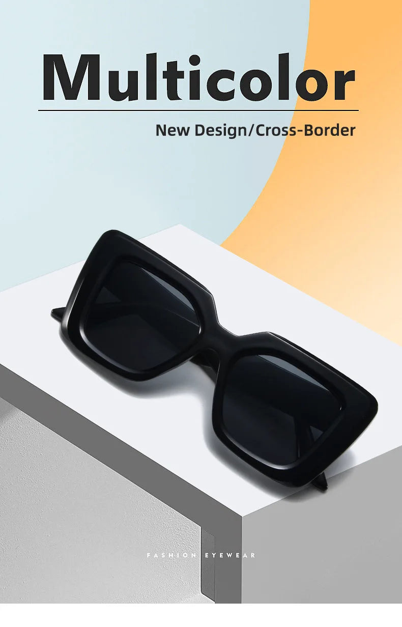 New Vintage Sunglasses Women Men Square Big Frame Sun Glasses Female Brand Designer Retro Shades Fashion Cat Eye Oculos De Sol ﻿