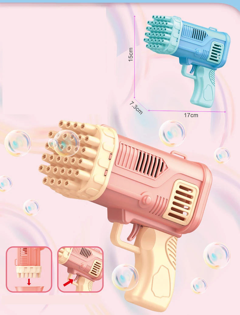 Bubble Gun Kids Toys Rocket 32 Holes Soap Bubbles Machine Gun Shape Automatic Blower With Light Outdoor Toy Gifts Party