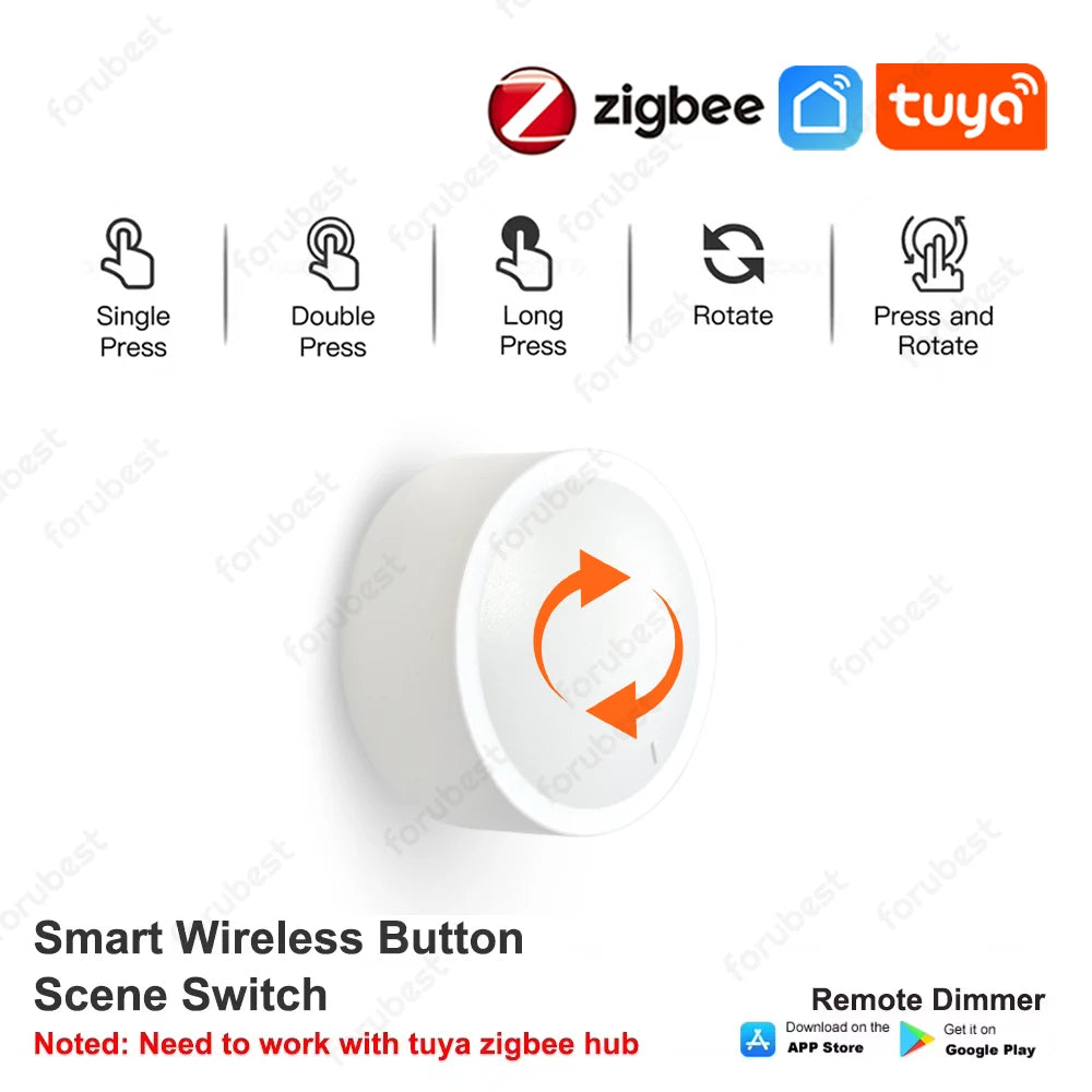 New Tuya ZigBee Smart Knob Switch Wireless Scene Switch Button Remote Control Battery Powered Automation Scenario Smart Life App