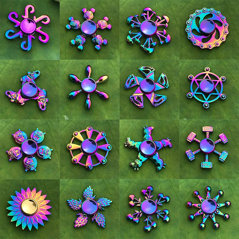 Rainbow Fidget Metal Spinner Colorful Finger Spinners High Speed Hand Spinners Fidget Toys for Stress Anxiety Relief for Adults