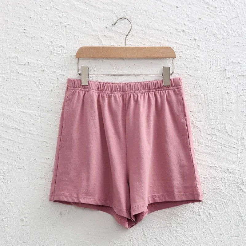 Casual Loose 95% Cotton Shorts Knitted Women High-wasit Soft Streetwear Sport Running Basic Summer Short With Pockect Mujer