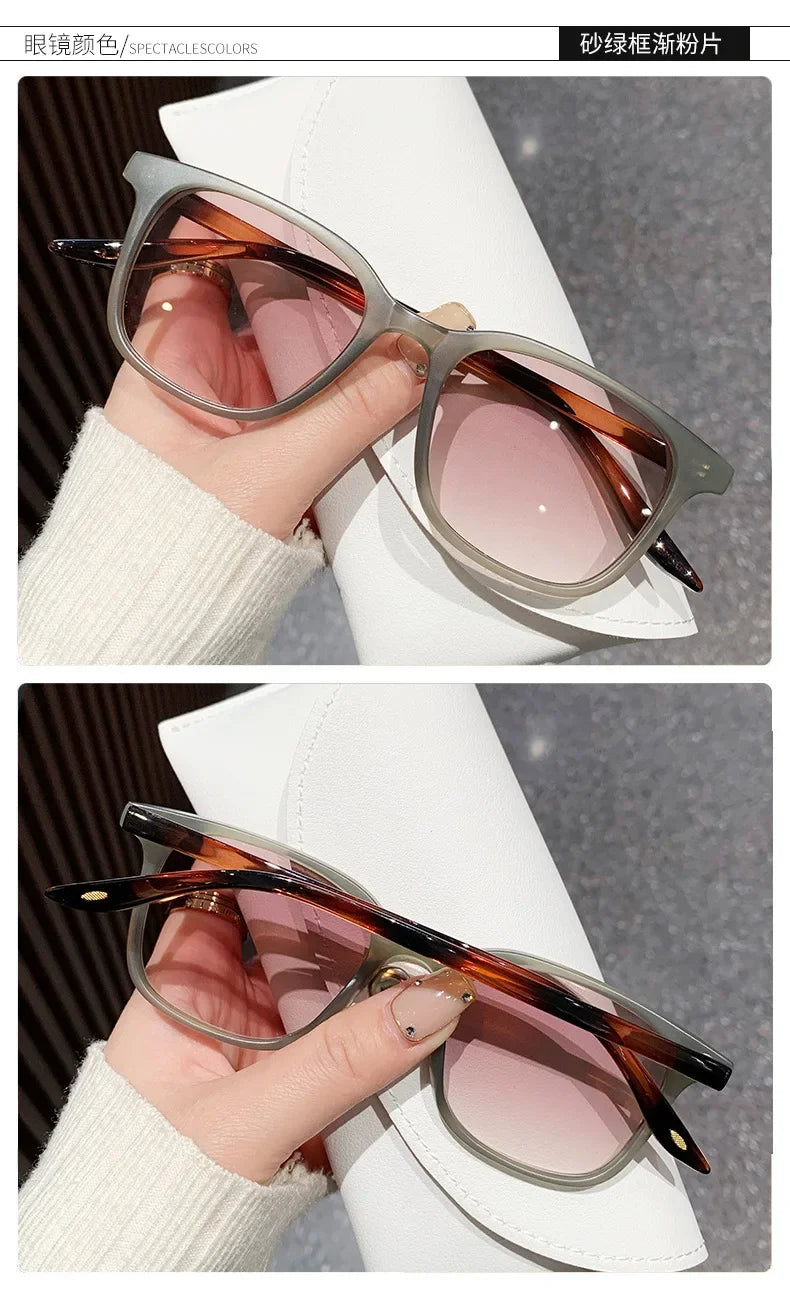 Women Trend Two-tone Sunglasses New Personality Square Frame Sunglasses Retro Yellow Men Fashion Frosted Small Frame Glasses