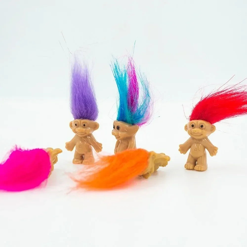 5Pcs Mini Troll Dolls Anime Action Figure Colorful Hair Family Members Models Collection Kids Toys for Children Gift Nostalgic