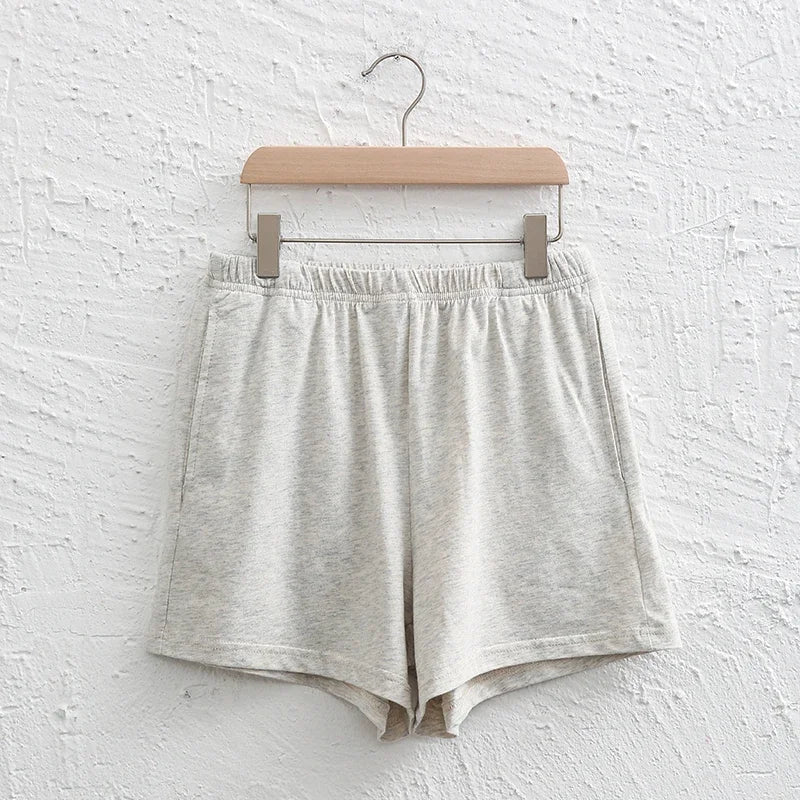 Casual Loose 95% Cotton Shorts Knitted Women High-wasit Soft Streetwear Sport Running Basic Summer Short With Pockect Mujer