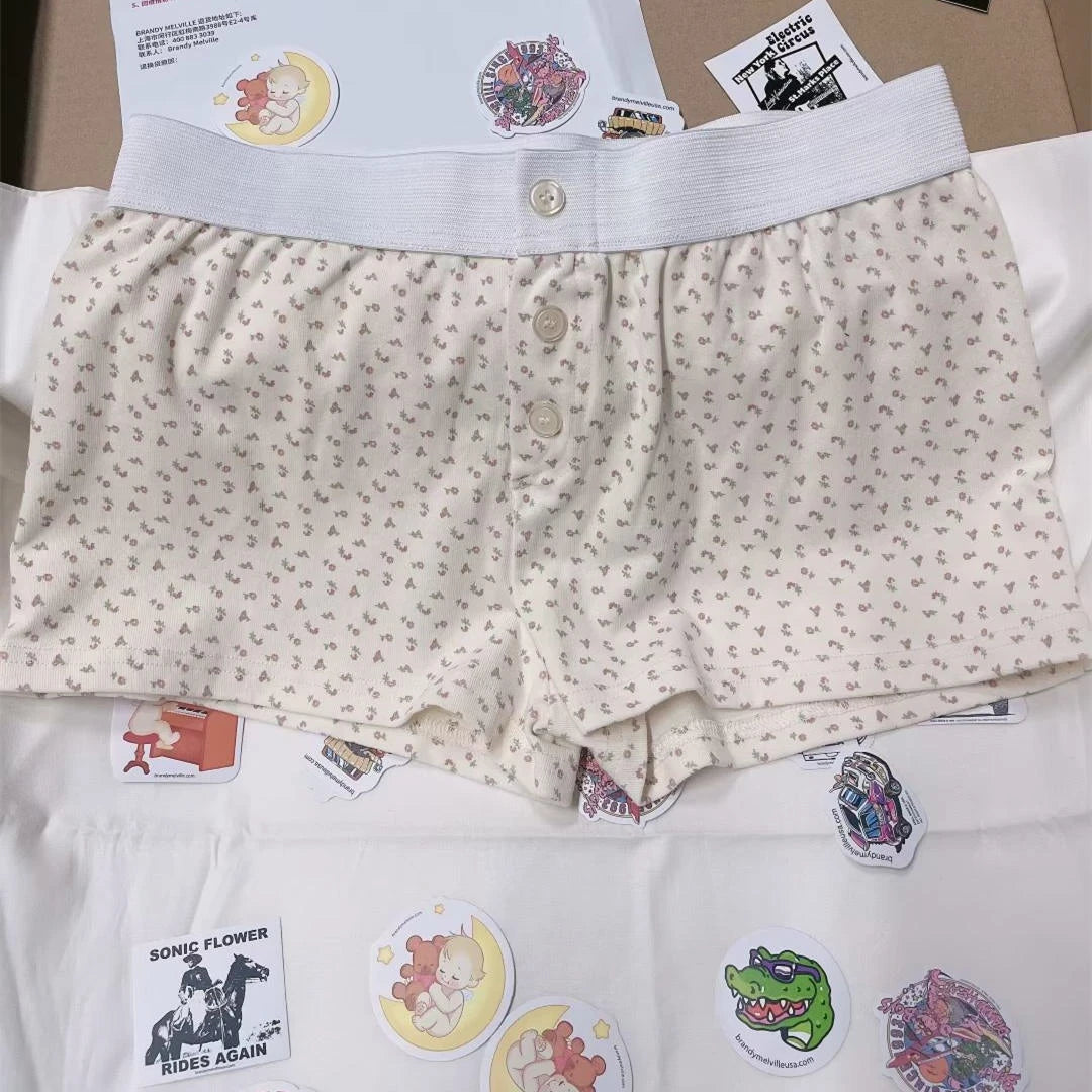 Casual Women Soft Cotton Front Buttons Shorts 2023 Summer Vintage Low Waist Female Chic Bottoms
