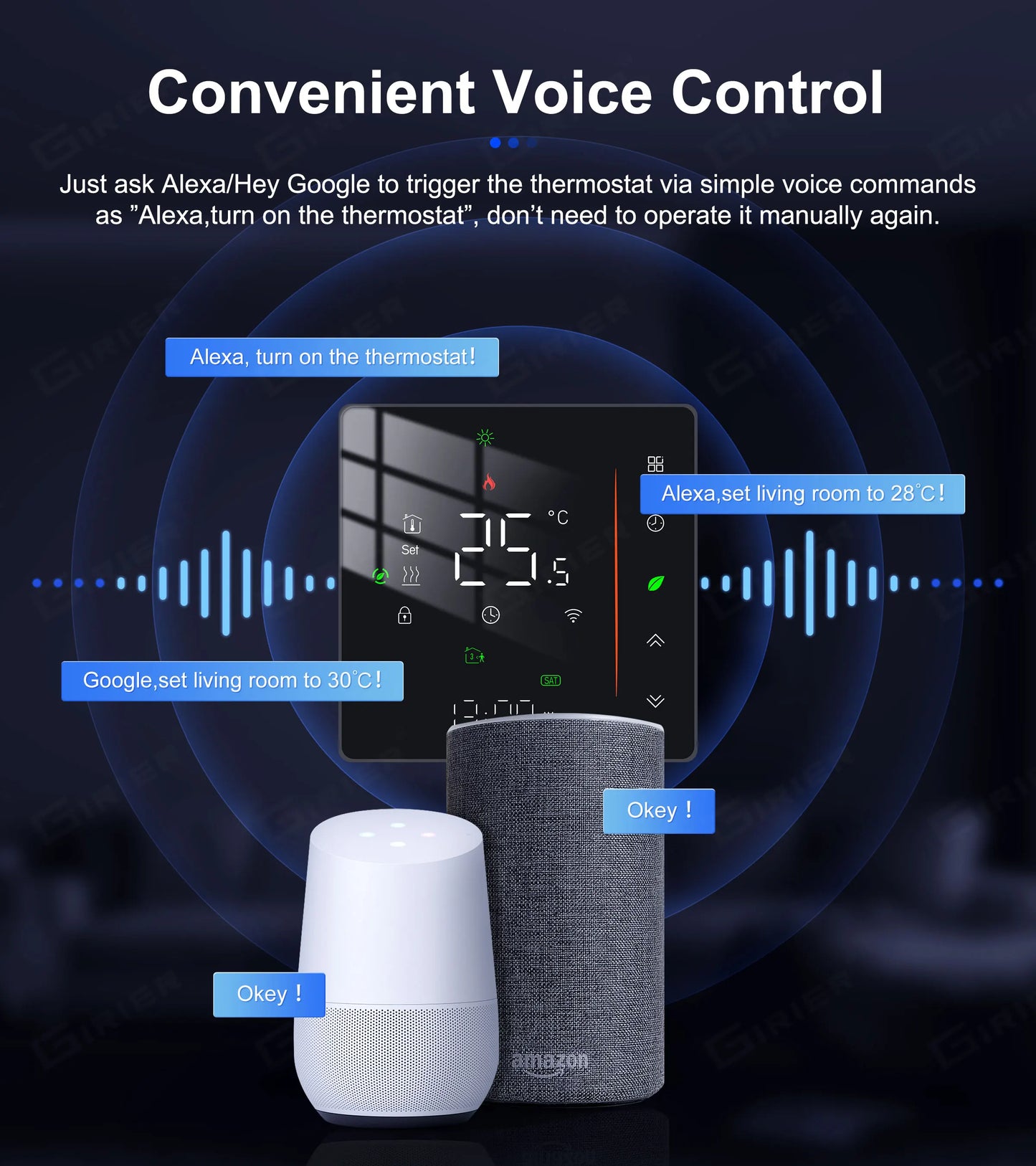 GIRIER Tuya Smart WiFi Thermostat for Water/Electric Heating/Gas Water Boiler Temperature Controller Works with Alexa Hey Google