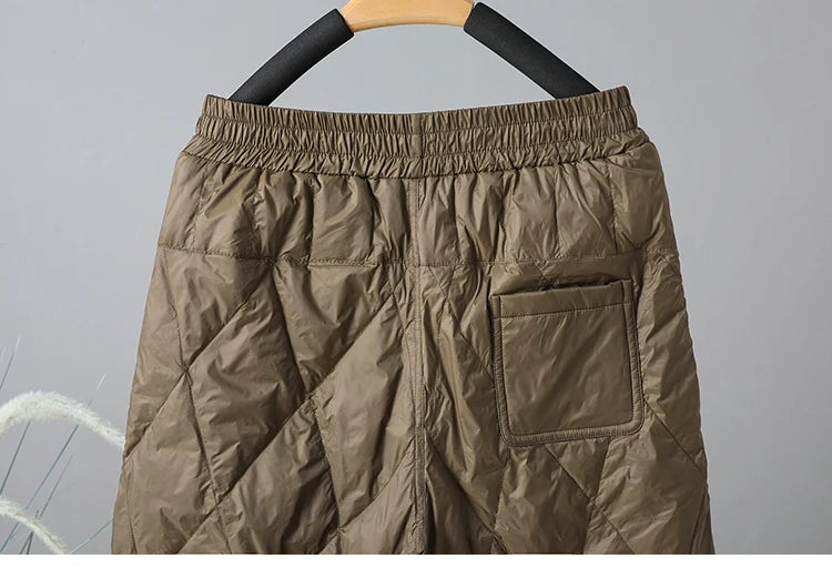 Elegant Light Weight Warm Down Cotton Trousers 2024 New Winter Outerwear Work Trousers Windproof Quilted Harem Pants for Women