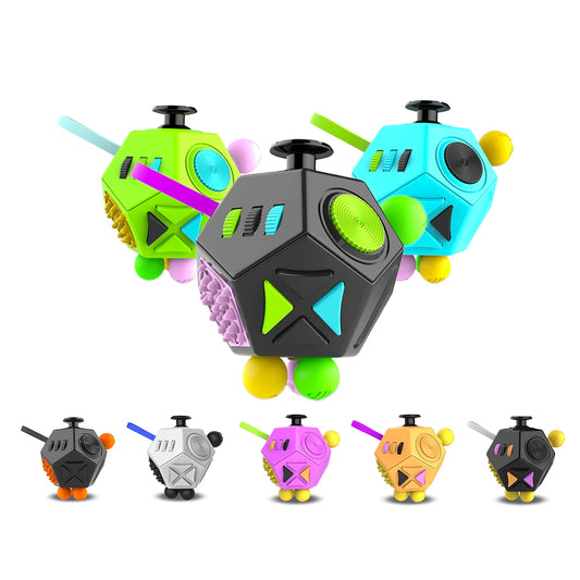 Fidget Cube Toys,EDC Hand Sensory Toys,12 Sides Anti Stress Cube For Children Kids Adults Autism ADHD OCD Anxiety Relief Focus