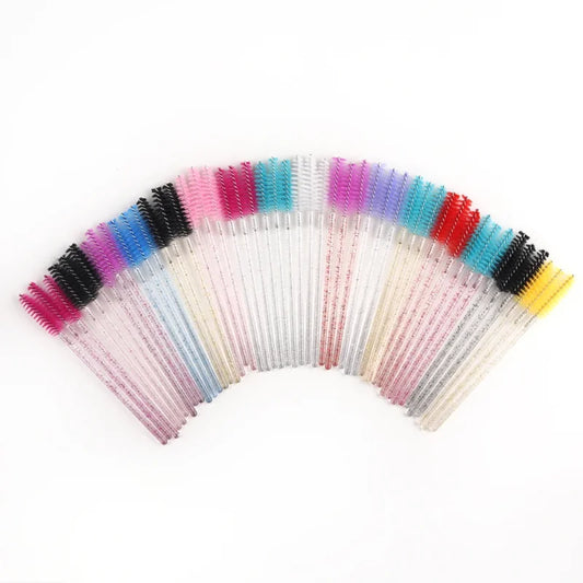 Wholesale 50pcs Disposable Eyelash Brushes Extension Crystal Eyebrow Brush Mascara Wand Eye Lashes Cosmetic Tool  Makeup Beauty