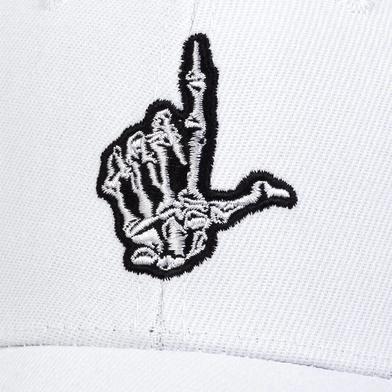 Unisex Skeleton Fingers Embroidery Baseball Caps Spring Autumn Outdoor Adjustable Casual Hats Sunscreen Hat