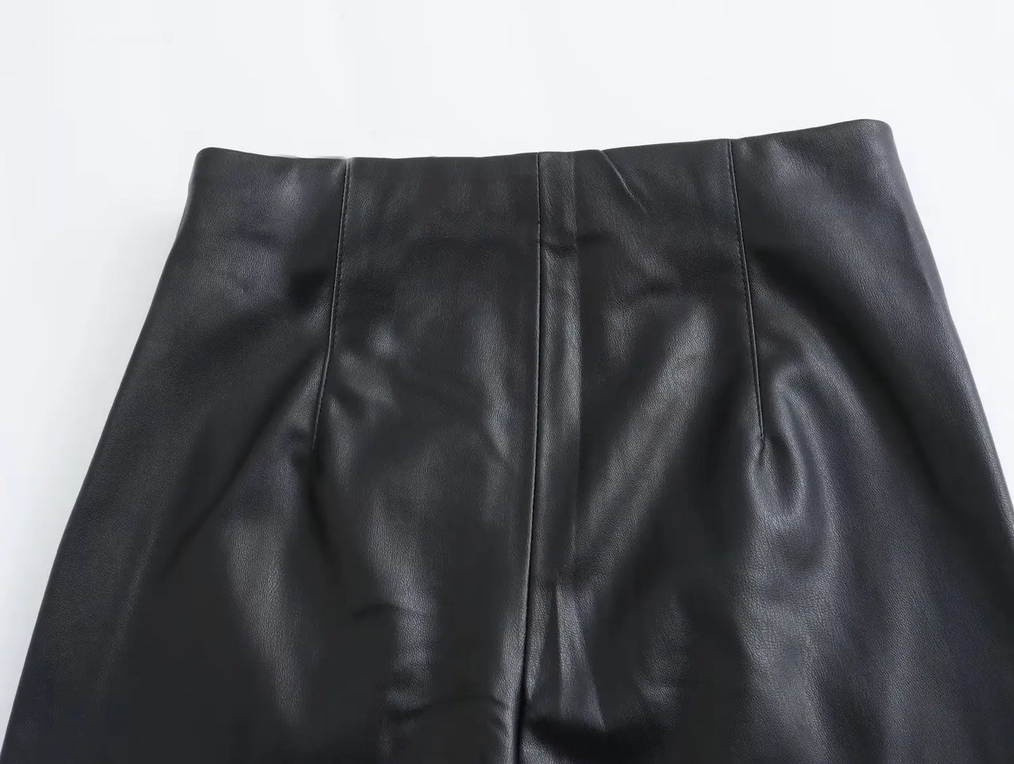 TRAFZA 2024 Women Stylish Stretch Pants Streetwear Solid High Waist Ladies PU Faux Leather Pencil Trousers Full Length Bottoms