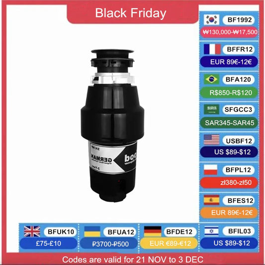 220V Household Food Garbage Disposal Food Residue Crusher Sewer Rubbish Disposal Crusher Grinder Kitchen Sink Appliance Home