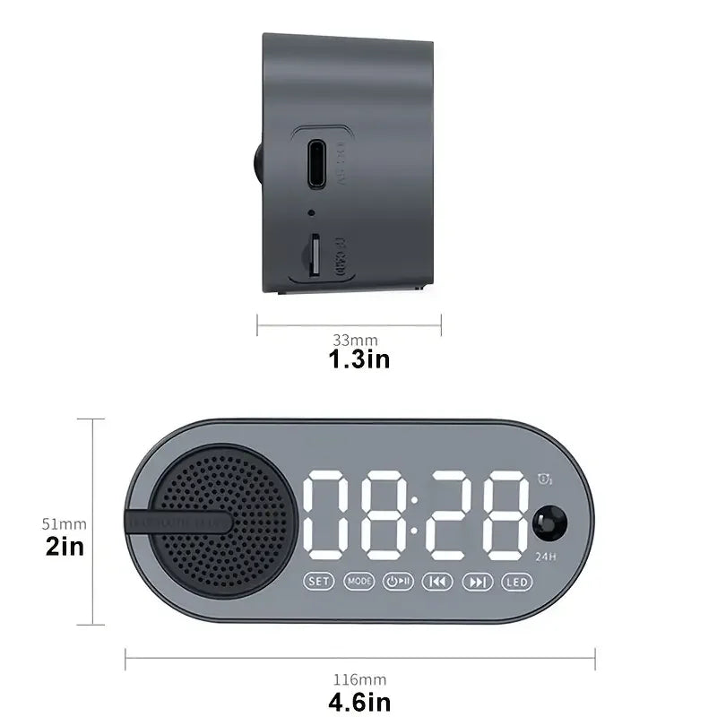 Table Alarm Clock Bluetooth Speaker FM Radio Sound Box Desktop Alarm Clock Subwoofer Music Player TF Card Bass Speaker Boombox