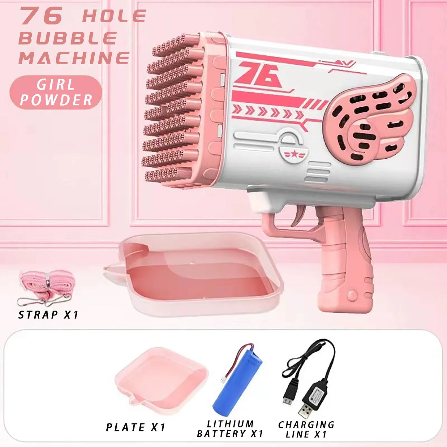 69Holes Rocket Bubble Gun ，Automatic Bubbles Machine Gun Launcher Shape Blower Soap Toys For Kid Bubble Machine Party Supplies