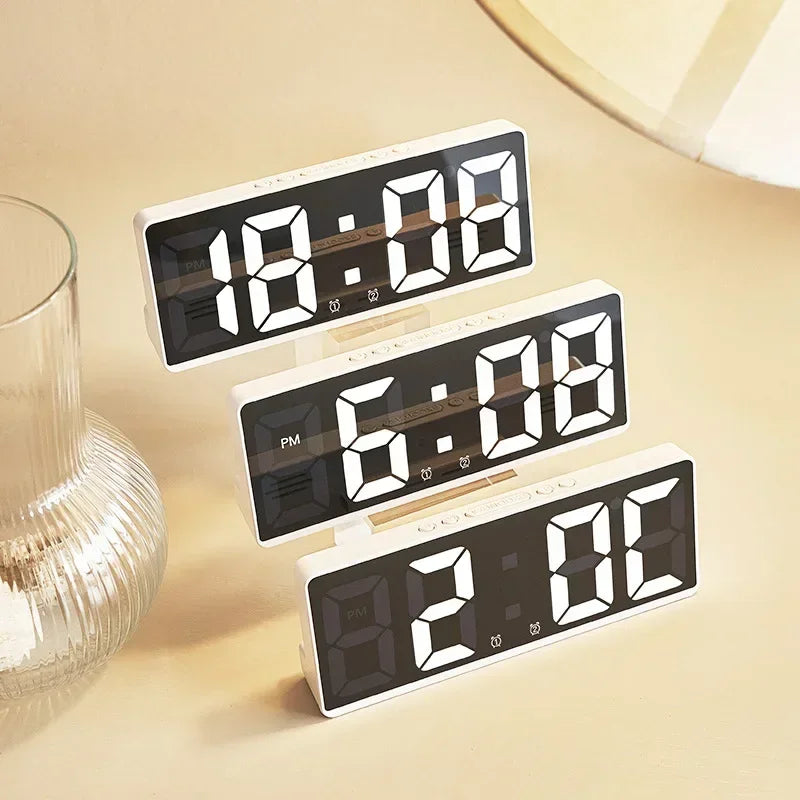 Digital Alarm Clock Voice Control Teperature Snooze Night Mode Desktop Table Clock 12/24H Anti-disturb Funtion LED Clocks Watch