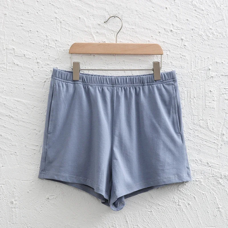 Casual Loose 95% Cotton Shorts Knitted Women High-wasit Soft Streetwear Sport Running Basic Summer Short With Pockect Mujer