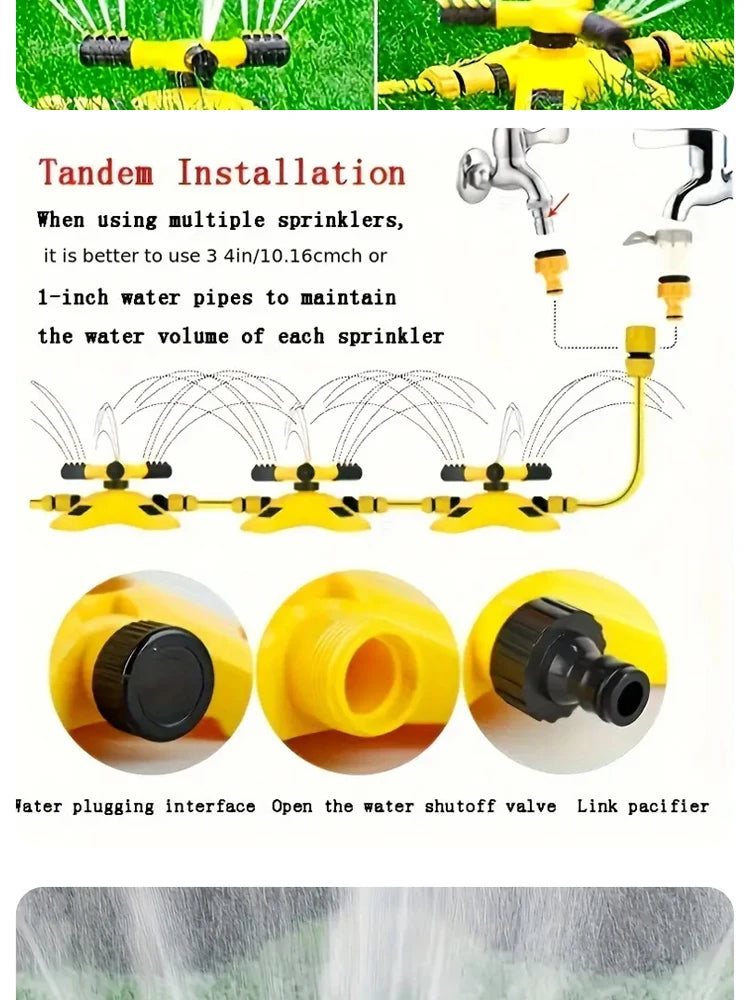 360 Degree Automatic Rotating Sprinkler Head For Nursery Irrigation, Rotating Three-way Sprinkler Series Sprinkler
