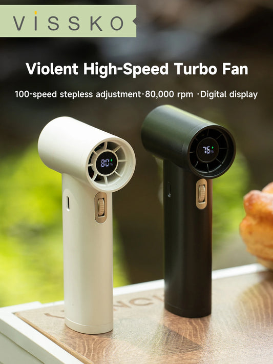 Vissko Portable Hand Fan 100 Wind Speeds Mini Bladeless Handheld Fan USB Rechargeable Personal Fans Electric Eyelash Fan