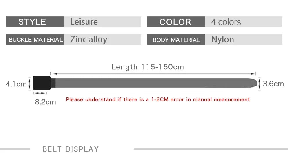 New Golf Sports Elastic Belt Tactical Belt Metal Automatic Buckle Tough Stretch Nylon Men Military Belt 115-150CM Big Size Belts