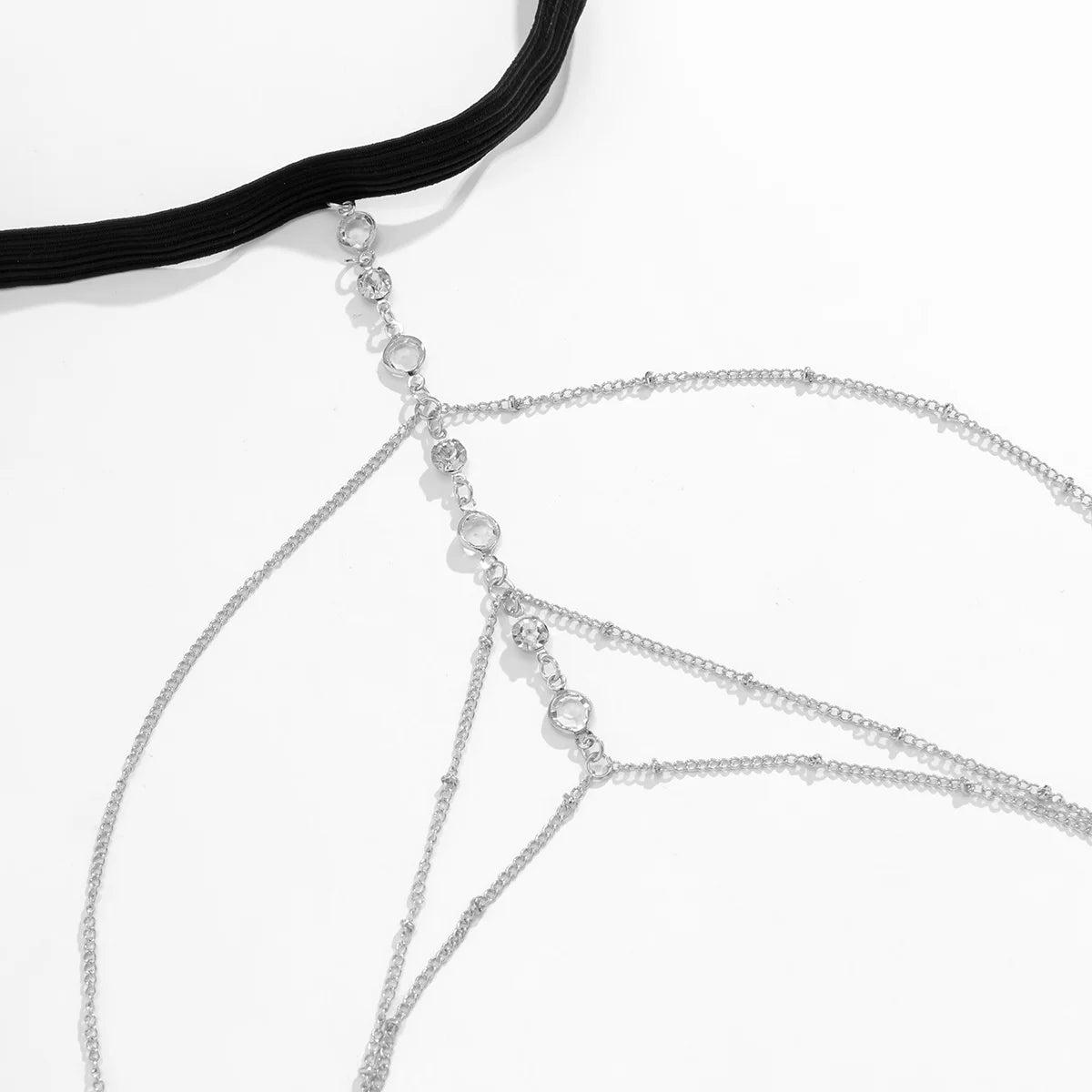 IngeSight.Z Sexy Multilayer Tassel Imitation Pearl Clip Bead Leg Chain Women Simple Adjustable Elastic Thigh Chain Body Jewelry